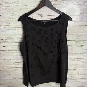 Jones Studio Black Floral Embellished Blouse 3D flowers size xl